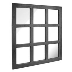 Budget 🤩 23.5" x 23.5" Rustic 9-Panel Window pane Decorative Wall Mirror Black - Stonebriar Collection 😉