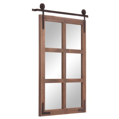 Flash Sale π― 30" x 36" Sliding Barn Door/Window Wall Mirror Wood/Black - Patton Wall Decor π§¨