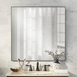 Budget 🔥 Noble Park Square Vanity Decorative Wall Mirror Modern Matte Black Iron Frame 30" Wide for Bathroom Bedroom Living Room Office 🥰