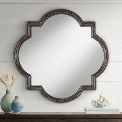 Deals ๐ Uttermost Round Vanity Quatrefoil Wall Mirror Rustic Oil Rubbed Bronze Brown Layered Wood Finish Frame 34" Wide Bedroom Living Room Home โ๏ธ