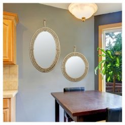 Wholesale ๐ CKK Home Decor 24.8" x 16.5" Decorative Oval Rope Wall Mirror with Loop Hanger Tan - Stonebriar Collection ๐