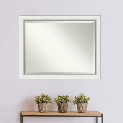 Coupon ๐ 45" x 35" Eva White Silver Framed Bathroom Vanity Wall Mirror - Amanti Art ๐ - Image 4