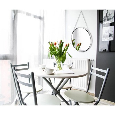 Promo β¨ 17.5" Franc Round Hanging Wall Mirror with Metal Chain Silver - Infinity Instruments β - Image 3