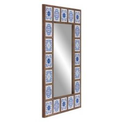 Wholesale 🎉 28" x 38" Moroccan Tile Framed Decorative Wall Mirror Wood/White/Indigo - Patton Wall Decor 👍