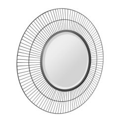 New ❤️ Two Loop Radial Wire Mirror Black - Stonebriar Collection 🌟