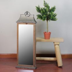 Outlet 🔥 Melrose 39" Vintage Style Brushed Metal and Wooden Framed Wall Mirror 🥰