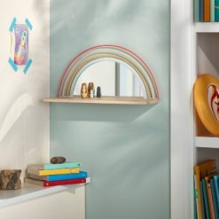 Deals 😉 18"x9" Wood and Metal Arch Mirror with Shelf - Pillowfort™ 🎁