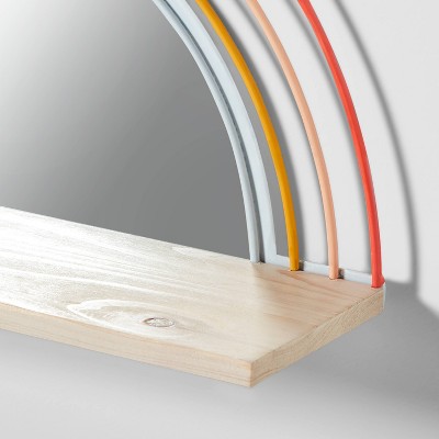 Deals π 18"x9" Wood and Metal Arch Mirror with Shelf - Pillowfort™ π - Image 3