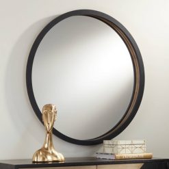 Cheapest ✨ Noble Park Round Vanity Accent Wall Mirror Modern Black Metal Frame 32 1/2" Wide Bathroom Bedroom Living Room Home House Office 🛒