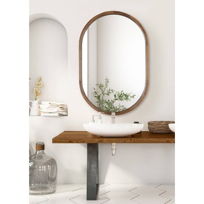Cheapest β¨ Kate & Laurel All Things Decor 24" x 36" Hutton Wood Framed Capsule Wall Mirror Rustic Brown - Kate & Laurel All Things Decor π₯ - Image 4