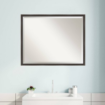 New โ๏ธ Hardwood Wedge Framed Bathroom Vanity Wall Mirror - Amanti Art Dark Brown ๐งจ - Image 7