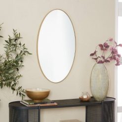 Coupon ❤️ Olivia & May 31" x 17" Contemporary Wood Oval Decorative Wall Mirror Gold - Olivia & May 🔥