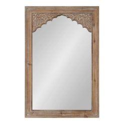 Deals 🔔 Kate & Laurel All Things Decor 24" x 36" Shivani Wood Framed Decorative Wall Mirror Rustic Brown - Kate & Laurel All Things Decor 👍