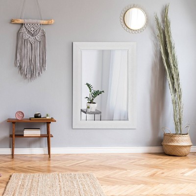 Best Pirce π 31.5" x 43.5" Textured Wash Plank Frame Mirror White - Head West π