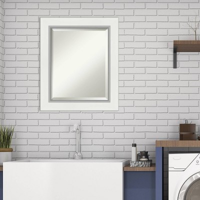 Buy ๐ Eva White Silver Framed Bathroom Vanity Wall Mirror - Amanti Art ๐งจ - Image 5