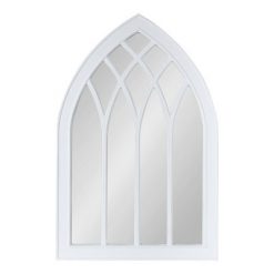 Promo 😀 Kate & Laurel All Things Decor 24" x 36" Winn Wood Framed Arch Decorative Wall Mirror White - Kate & Laurel All Things Decor 💯