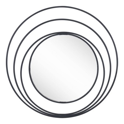 Hot Sale π Deluna Round Decorative Wall Mirror Black - ZM Home π₯