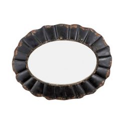 Budget ⭐ 23.5" x 31" Oval Mirror with Scalloped Metal Frame Distressed Black - 3R Studios 😀