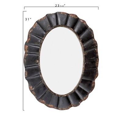 Budget β 23.5" x 31" Oval Mirror with Scalloped Metal Frame Distressed Black - 3R Studios π - Image 3