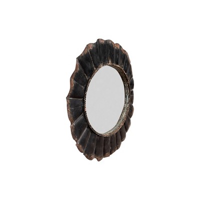 Budget β 23.5" x 31" Oval Mirror with Scalloped Metal Frame Distressed Black - 3R Studios π - Image 4