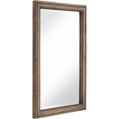 Flash Sale π₯ Noble Park Rectangular Vanity Wall Mirror Rustic Wood Finish Frame Beaded Edge Beveled 26 3/4" Wide for Bathroom Bedroom Living Room Home 𧨠- Image 3