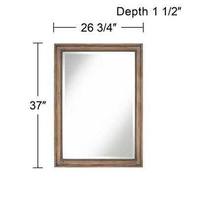 Flash Sale π₯ Noble Park Rectangular Vanity Wall Mirror Rustic Wood Finish Frame Beaded Edge Beveled 26 3/4" Wide for Bathroom Bedroom Living Room Home 𧨠- Image 4