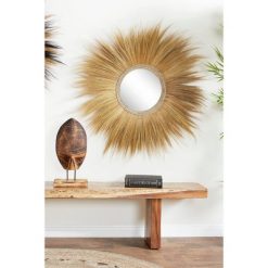 Brand new 😀 Olivia & May Bohemian Dried Plant Material Decorative Wall Mirror Brown - Olivia & May 🧨