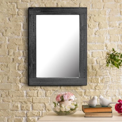 Outlet βοΈ Rectangle Worn Wood Decorative Wall Mirror Black - Stonebriar Collection π - Image 5