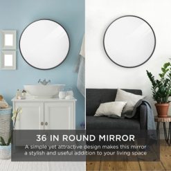 Best reviews of โค๏ธ Best Choice Products 36in Framed Round Bathroom Vanity Wall Mirror w/ Anti-Blast Film โ