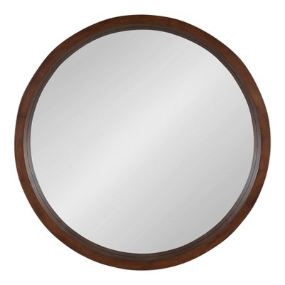 Best reviews of π Kate & Laurel All Things Decor 22" x 22" Hutton Round Wood Wall Mirror Walnut Brown - Kate and Laurel β