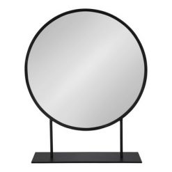 Deals 🎉 Kate & Laurel All Things Decor 18" x 22" Rouen Round Metal Table Mirror Black - Kate and Laurel ✨