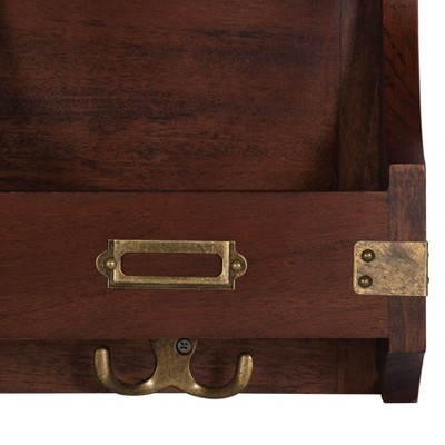 Hot Sale π Kate & Laurel All Things Decor 24" x 24" Stallard Wood Wall Mirror with Hooks Walnut Brown - Kate and Laurel π - Image 2