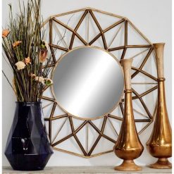 Buy 🛒 Olivia & May 34" Modern Iron Geometric Star Wall Mirror - Olivia & May 👍