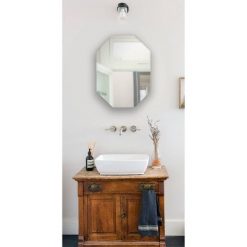 Flash Sale ๐ Alpine Art & Mirror 24" x 32" Oxford Octagon Frameless Beveled Glass Decorative Wall Mirror Silver - Alpine Art & Mirror ๐งจ