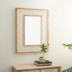 Best reviews of ⭐ Olivia & May Farmhouse Wood Rectangle Decorative Wall Mirror White - Olivia & May 🛒