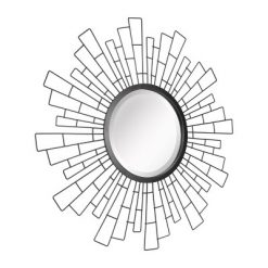 Best Pirce ❤️ 23.5" x 23.5" Metal Geometric Sunburst Decorative Wall Mirror Black - Stonebriar Collection 👍