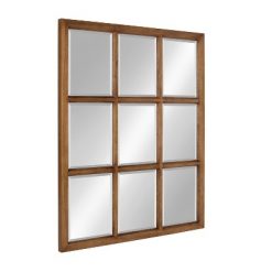 Wholesale ๐ Kate & Laurel All Things Decor 26" x 32" Hogan Windowpane Framed Wall Mirror Natural - Kate and Laurel ๐ฅฐ