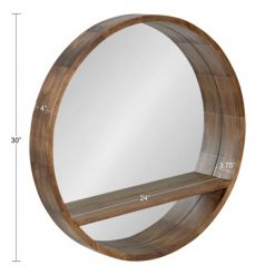 Best Sale ⌛ Kate & Laurel All Things Decor 30" Hutton Round Mirror with Shelf Rustic Brown - Kate and Laurel 🛒