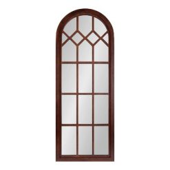 Budget ❤️ Kate & Laurel All Things Decor 18" x 47" Gilcrest Windowpane Wall Mirror Walnut Brown - Kate & Laurel All Things Decor 🔔