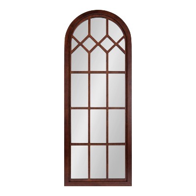 Budget β€οΈ Kate & Laurel All Things Decor 18" x 47" Gilcrest Windowpane Wall Mirror Walnut Brown - Kate & Laurel All Things Decor π