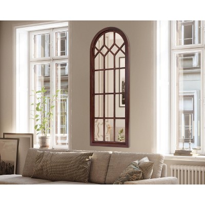 Budget β€οΈ Kate & Laurel All Things Decor 18" x 47" Gilcrest Windowpane Wall Mirror Walnut Brown - Kate & Laurel All Things Decor π - Image 4