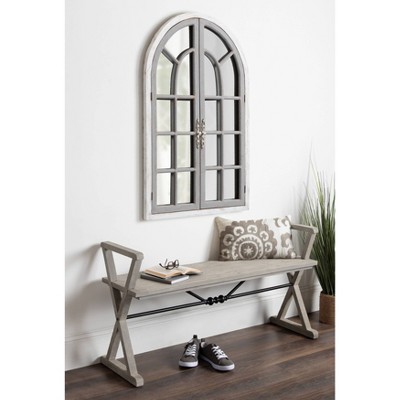 Best Sale β Kate & Laurel All Things Decor 28" x 44" Boldmere Wood Windowpane Arch Mirror White/Gray - Kate and Laurel π - Image 6