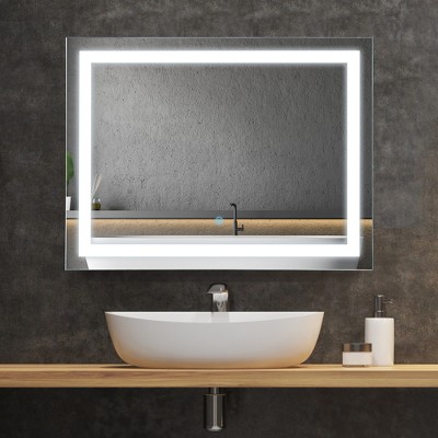 New ๐ HOMCOM 32" x 24'' LED Illuminated Bathroom Mirror, Wall Mounted Vanity Mirror with Dimmable Memory Touch, Waterproof, Horizontally or Vertically, Silver ๐ - Image 2