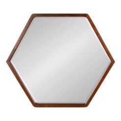 Best deal 🔥 Kate & Laurel All Things Decor 26" x 30" McLean Hexagon Wall Mirror Walnut Brown - Kate & Laurel All Things Decor 🛒