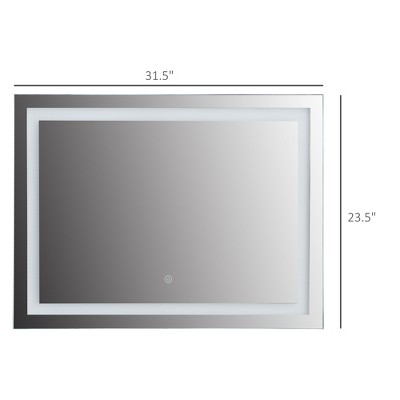 New ๐ HOMCOM 32" x 24'' LED Illuminated Bathroom Mirror, Wall Mounted Vanity Mirror with Dimmable Memory Touch, Waterproof, Horizontally or Vertically, Silver ๐ - Image 3
