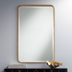 Cheapest ๐ฅฐ Uttermost Rectangular Vanity Decorative Wall Mirror Modern Warm Gold Iron Frame Beveled Glass 24" Wide for Bathroom Bedroom Home ๐