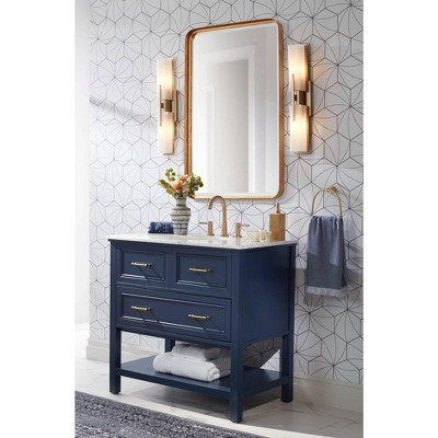 Cheapest 🥰 Uttermost Rectangular Vanity Decorative Wall Mirror Modern Warm Gold Iron Frame Beveled Glass 24" Wide for Bathroom Bedroom Home 🛒 - Image 5