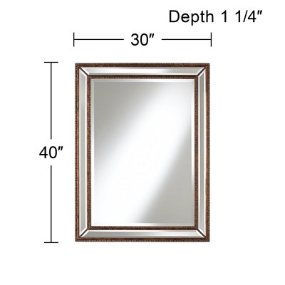 Discount ❤️ Uttermost Round Vanity Decorative Wall Mirror Vintage Rustic Mottled Bronze Beaded Frame Beveled Edges 30" Wide Bathroom Bedroom 🤩 - Image 4