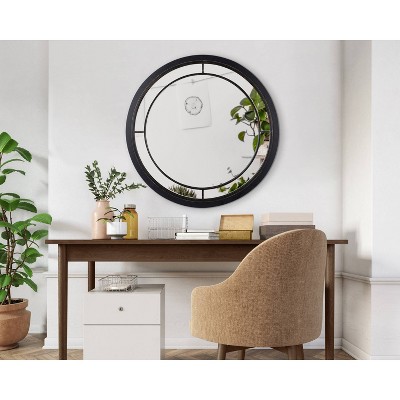 Outlet π Kate & Laurel All Things Decor 28" Audubon Round Wall Mirror Black - Kate & Laurel All Things Decor π - Image 4