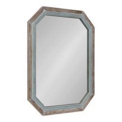 Best Sale โ Kate & Laurel All Things Decor 28" x 36" Palmer Wood Octagon Wall Mirror Blue/Brown - Kate and Laurel ๐